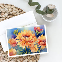Load image into Gallery viewer, Chrysanthemums in Watercolor Greeting Cards -  Blank Note Cards – 8-Pack of Artist-Designed Cards with Envelopes