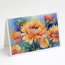 Load image into Gallery viewer, Chrysanthemums in Watercolor Greeting Cards -  Blank Note Cards – 8-Pack of Artist-Designed Cards with Envelopes