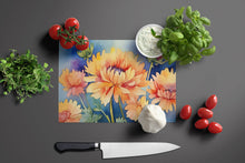 Load image into Gallery viewer, Chrysanthemums in Watercolor Glass Cutting Boards – Durable, Decorative Kitchen Art Large