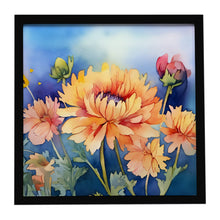 Load image into Gallery viewer, Chrysanthemums in Watercolor Framed Metal Print