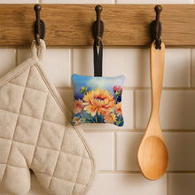 Load image into Gallery viewer, Chrysanthemums in Watercolor Hanging Square Fabric Ornament 3.5 × 3.5