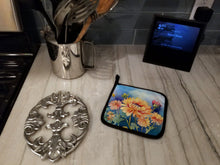 Load image into Gallery viewer, Chrysanthemums in Watercolor Pot Holders - Set of 2 Decorative Kitchen Helpers | Made in the USA