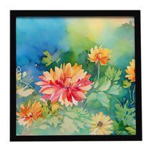 Load image into Gallery viewer, Chrysanthemums in Watercolor Framed Metal Print