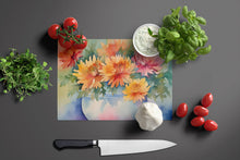Load image into Gallery viewer, Chrysanthemums in Watercolor Glass Cutting Boards – Durable, Decorative Kitchen Art Large