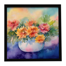 Load image into Gallery viewer, Chrysanthemums in Watercolor Framed Metal Print