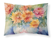 Load image into Gallery viewer, Chrysanthemums in Watercolor Fabric Standard Pillowcase – Artistic Decorative Front, White Back