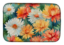 Load image into Gallery viewer, Chrysanthemums in Watercolor Dish Drying Mat