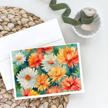 Load image into Gallery viewer, Chrysanthemums in Watercolor Greeting Cards -  Blank Note Cards – 8-Pack of Artist-Designed Cards with Envelopes
