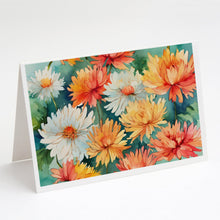 Load image into Gallery viewer, Chrysanthemums in Watercolor Greeting Cards -  Blank Note Cards – 8-Pack of Artist-Designed Cards with Envelopes
