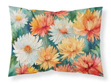 Load image into Gallery viewer, Chrysanthemums in Watercolor Fabric Standard Pillowcase – Artistic Decorative Front, White Back