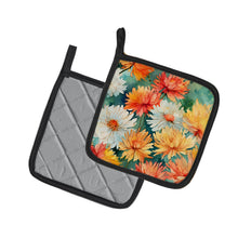 Load image into Gallery viewer, Chrysanthemums in Watercolor Pot Holders - Set of 2 Decorative Kitchen Helpers | Made in the USA