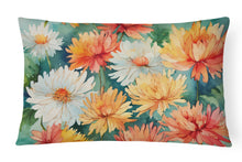 Load image into Gallery viewer, Chrysanthemums in Watercolor Fabric Decorative Pillow