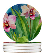 Load image into Gallery viewer, Orchids in Watercolor Large Sandstone Coasters Pack of 4