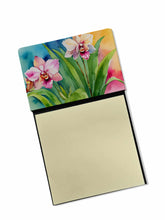 Load image into Gallery viewer, Orchids in Watercolor Sticky Note Holder- Refiilable Desk Accessory Note Pad