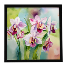 Load image into Gallery viewer, Orchids in Watercolor Framed Metal Print