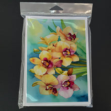 Load image into Gallery viewer, Orchids in Watercolor Greeting Cards -  Blank Note Cards – 8-Pack of Artist-Designed Cards with Envelopes