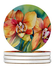 Load image into Gallery viewer, Orchids in Watercolor Large Sandstone Coasters Pack of 4