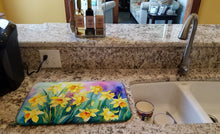 Load image into Gallery viewer, Daffodils in Watercolor Dish Drying Mat
