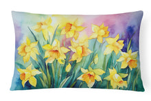 Load image into Gallery viewer, Daffodils in Watercolor Fabric Decorative Pillow