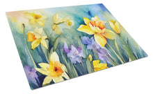 Load image into Gallery viewer, Daffodils in Watercolor Glass Cutting Boards – Durable, Decorative Kitchen Art Large