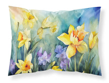Load image into Gallery viewer, Daffodils in Watercolor Fabric Standard Pillowcase – Artistic Decorative Front, White Back
