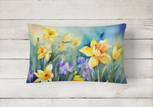 Load image into Gallery viewer, Daffodils in Watercolor Fabric Decorative Pillow