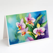 Load image into Gallery viewer, Orchids in Watercolor Greeting Cards -  Blank Note Cards – 8-Pack of Artist-Designed Cards with Envelopes
