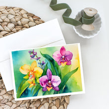 Load image into Gallery viewer, Orchids in Watercolor Greeting Cards -  Blank Note Cards – 8-Pack of Artist-Designed Cards with Envelopes