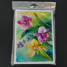 Load image into Gallery viewer, Orchids in Watercolor Greeting Cards -  Blank Note Cards – 8-Pack of Artist-Designed Cards with Envelopes