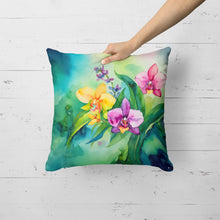 Load image into Gallery viewer, Orchids in Watercolor Throw Pillow