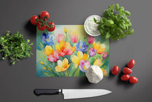 Load image into Gallery viewer, Freesias in Watercolor Glass Cutting Boards – Durable, Decorative Kitchen Art Large
