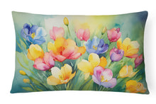 Load image into Gallery viewer, Freesias in Watercolor Fabric Decorative Pillow