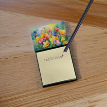 Load image into Gallery viewer, Freesias in Watercolor Sticky Note Holder- Refiilable Desk Accessory Note Pad