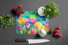 Load image into Gallery viewer, Freesias in Watercolor Glass Cutting Boards – Durable, Decorative Kitchen Art Large
