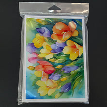 Load image into Gallery viewer, Freesias in Watercolor Greeting Cards -  Blank Note Cards – 8-Pack of Artist-Designed Cards with Envelopes