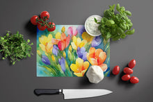 Load image into Gallery viewer, Freesias in Watercolor Glass Cutting Boards – Durable, Decorative Kitchen Art Large