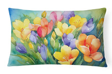 Load image into Gallery viewer, Freesias in Watercolor Fabric Decorative Pillow