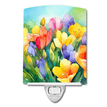 Load image into Gallery viewer, Freesias in Watercolor Ceramic Night Light
