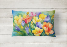 Load image into Gallery viewer, Freesias in Watercolor Fabric Decorative Pillow