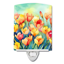 Load image into Gallery viewer, Freesias in Watercolor Ceramic Night Light