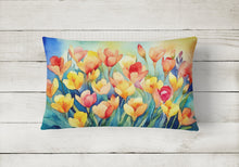 Load image into Gallery viewer, Freesias in Watercolor Fabric Decorative Pillow
