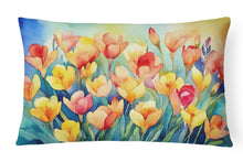 Load image into Gallery viewer, Freesias in Watercolor Fabric Decorative Pillow