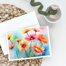 Load image into Gallery viewer, Gerbera Daisies in Watercolor Greeting Cards -  Blank Note Cards – 8-Pack of Artist-Designed Cards with Envelopes