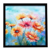 Load image into Gallery viewer, Gerbera Daisies in Watercolor Framed Metal Print
