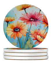 Load image into Gallery viewer, Gerbera Daisies in Watercolor Large Sandstone Coasters Pack of 4