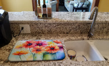 Load image into Gallery viewer, Gerbera Daisies in Watercolor Dish Drying Mat