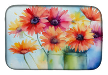 Load image into Gallery viewer, Gerbera Daisies in Watercolor Dish Drying Mat