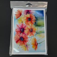Load image into Gallery viewer, Gerbera Daisies in Watercolor Greeting Cards -  Blank Note Cards – 8-Pack of Artist-Designed Cards with Envelopes