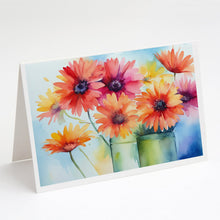 Load image into Gallery viewer, Gerbera Daisies in Watercolor Greeting Cards -  Blank Note Cards – 8-Pack of Artist-Designed Cards with Envelopes
