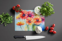 Load image into Gallery viewer, Gerbera Daisies in Watercolor Glass Cutting Boards – Durable, Decorative Kitchen Art Large